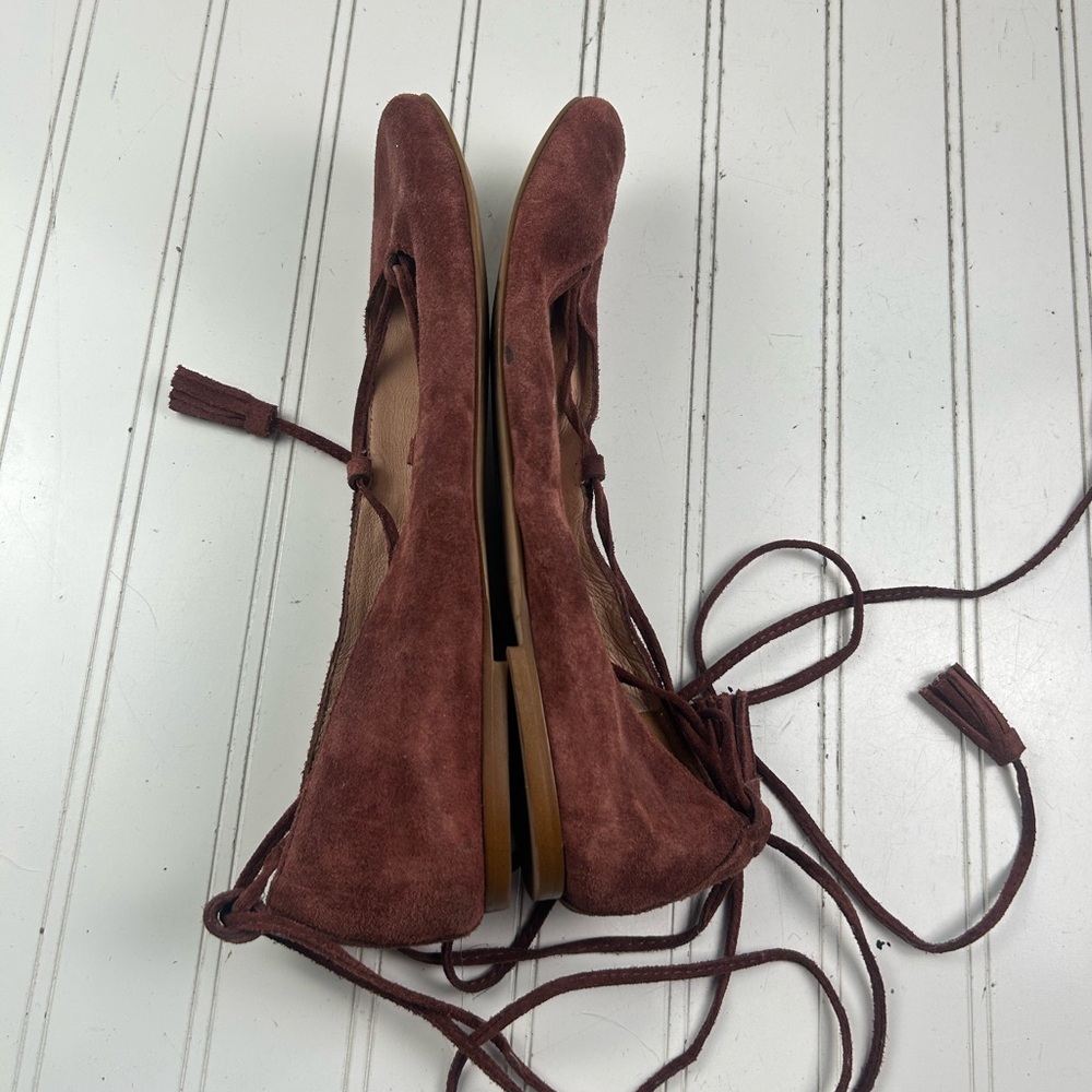 Madewell Burgundy Inga Lace-Up Suede Flats Women’s Size 9.5 - Picture 5 of 11